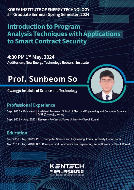 Graduate Seminar Series #5 (Prof. Sunbeom So)